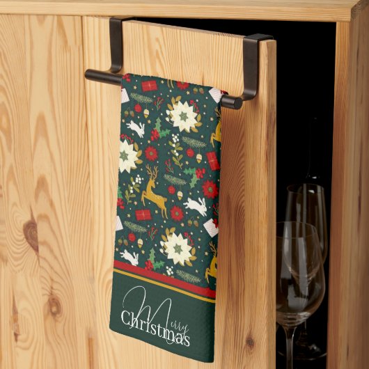 Torchon de cuisine motif de Noël (Pliage en tiers)