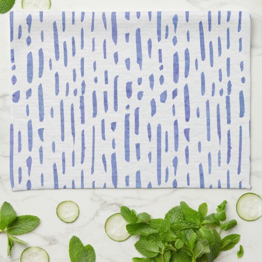 Torchon de cuisine - motif rayure bleue (Plié)