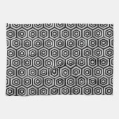 Torchon de cuisine noir blanc hexagone géométrique (Horizontal)