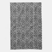 Torchon de cuisine noir blanc hexagone géométrique (Vertical)