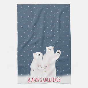 Torchon de cuisine Ours polaires de Noël sur étoil