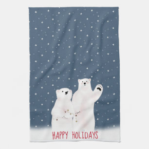 Torchon de cuisine Ours polaires de Noël sur étoil