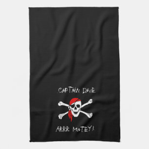 Torchon de cuisine pirate personnalisé noir ARRR M