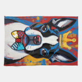 Torchon de cuisine Pop Art Boston Terrier (Horizontal)