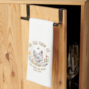 Torchon de cuisine poulet gris Fleur sauvage Prair
