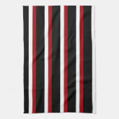 Torchon de cuisine rayé noir rouge blanc (Vertical)