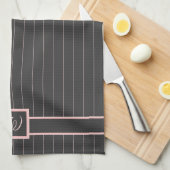 Torchon de cuisine rayé rose et noir (Quart Plié)
