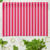 Torchon de cuisine rayé rose et rouge (Plié)