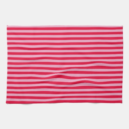 Torchon de cuisine rayé rose et rouge (Horizontal)