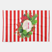 Torchon de cuisine rayé rouge de Noël (Horizontal)