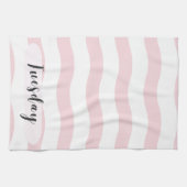 Torchon de cuisine rayures ondulées rose mardi (Horizontal)