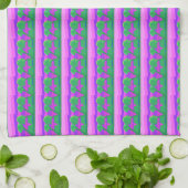 Torchon de cuisine rose vert violet coucher de sol (Plié)