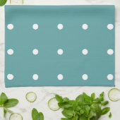 Torchon de cuisine sarcelle à pois blancs (Plié)