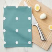 Torchon de cuisine sarcelle à pois blancs (Quart Plié)