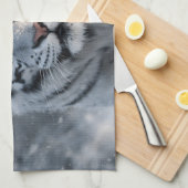 Torchon de cuisine tigre blanc cyborg, science-fic (Quart Plié)
