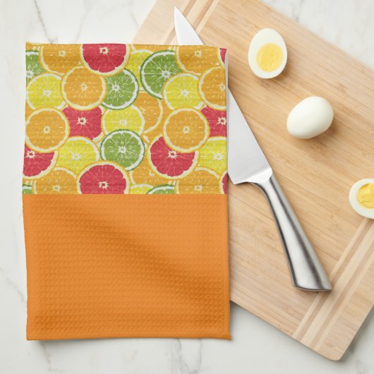 Torchon de cuisine - Tranches de fruits d'agrumes (Quart Plié)