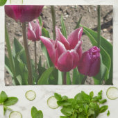 Torchon de cuisine Tulipes Violettes (Plié)