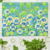 Torchon de cuisine vert et jaune d'été (Plié)