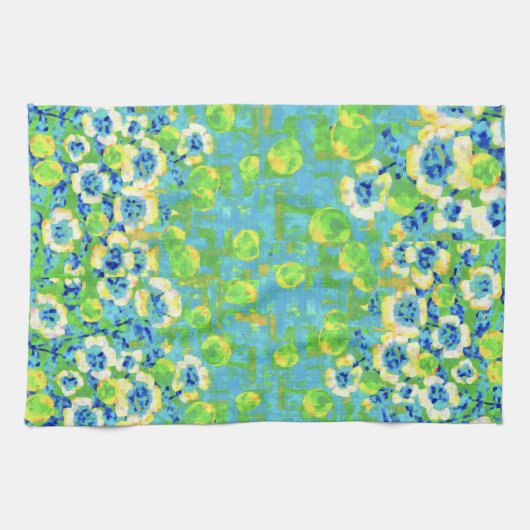 Torchon de cuisine vert et jaune d'été (Horizontal)