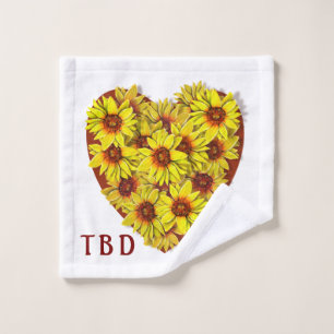 Torchon de lavage à coeur de tournesol