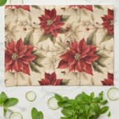 Torchon de Noël Classique Style Floral Rouge Rusti (Plié)