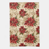 Torchon de Noël Classique Style Floral Rouge Rusti (Vertical)