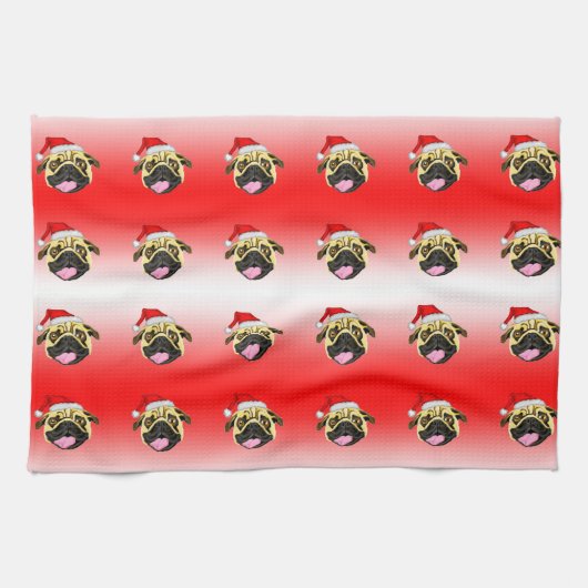 Torchon de Noël Pug (Horizontal)