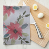 Torchon de thé aux fleurs corail (Quart Plié)