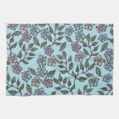 Torchon de thé bleu clair floral avec pastel multi (Horizontal)