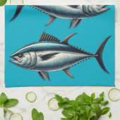 Torchon de thé bleu poisson thon (Plié)