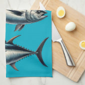 Torchon de thé bleu poisson thon (Quart Plié)