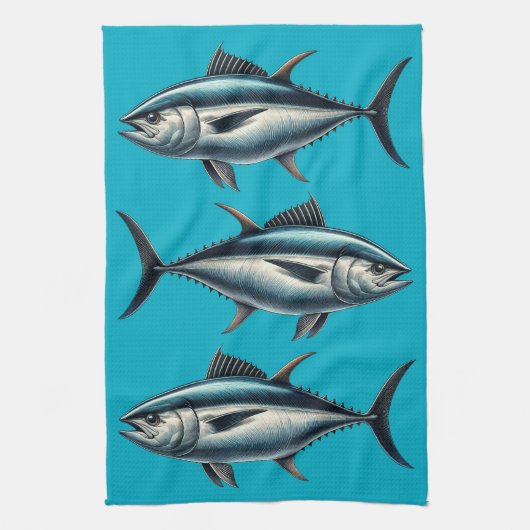 Torchon de thé bleu poisson thon (Vertical)