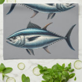 Torchon de thé gris poisson thon (Plié)