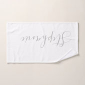 Torchon de yoga monogramme blanc et argent personn (Serviette à main)