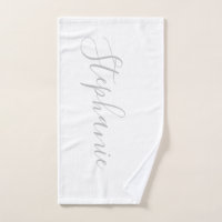Torchon de yoga monogramme blanc et argent personn