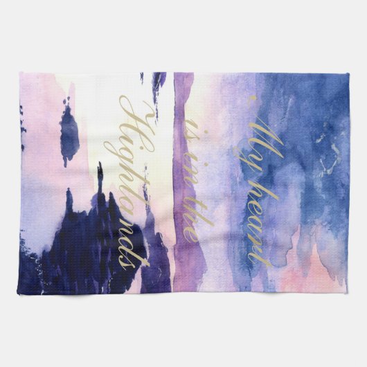 Torchon écossais pourpre Aquarelle (Horizontal)