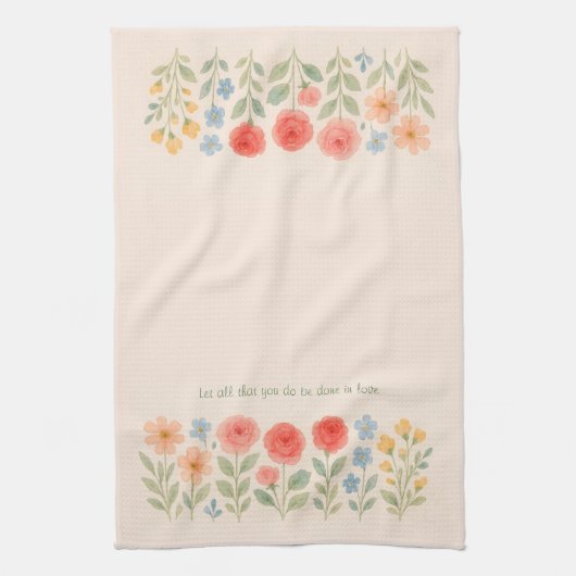 Torchon Floral avec devis personnalisé (Vertical)