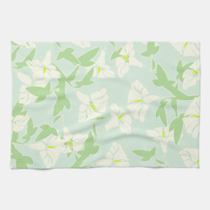 Torchon Floral Vert Et Blanc Plat serviette