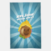 Torchon motif burger souriant coloré (Vertical)