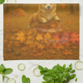 Torchons de cuisine à bordure large Corgi Leaf Lea (Plié)
