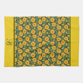 Torchons de cuisine à monogramme de tournesols (Horizontal)