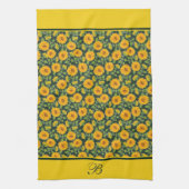 Torchons de cuisine à monogramme de tournesols (Vertical)