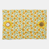 Torchons de cuisine à monogramme de tournesols (Horizontal)