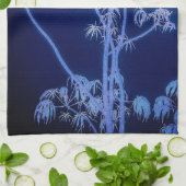 Torchons de cuisine à silhouette d'arbre en bleus (Plié)