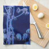 Torchons de cuisine à silhouette d'arbre en bleus (Quart Plié)