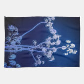 Torchons de cuisine à silhouette d'arbre en bleus (Horizontal)