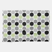 Torchons de cuisine cercles gris lime noir rétro (Horizontal)