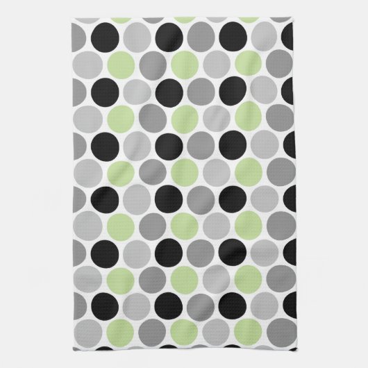 Torchons de cuisine cercles gris lime noir rétro (Vertical)