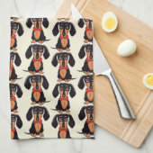 Torchons de cuisine pour chien de chasse assis (Quart Plié)