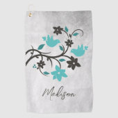 Tordeuse de Lovebirds turquoise Serviette de golf  (Devant)